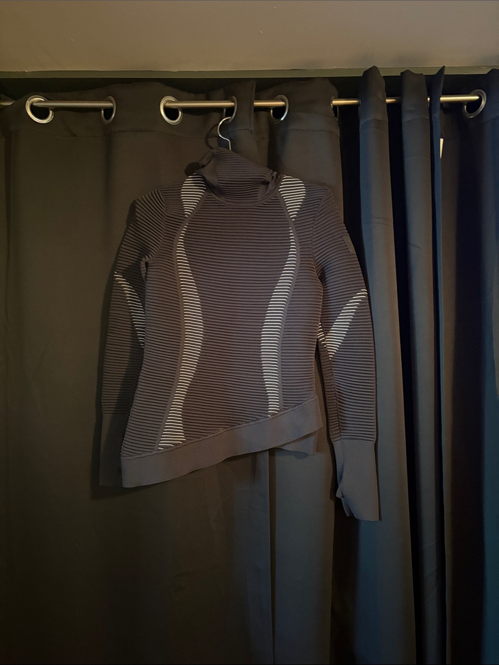 Under Armour black and white Striped Funnel Neck Pullover